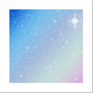 Pastel Rainbow Star Sparkle Posters and Art